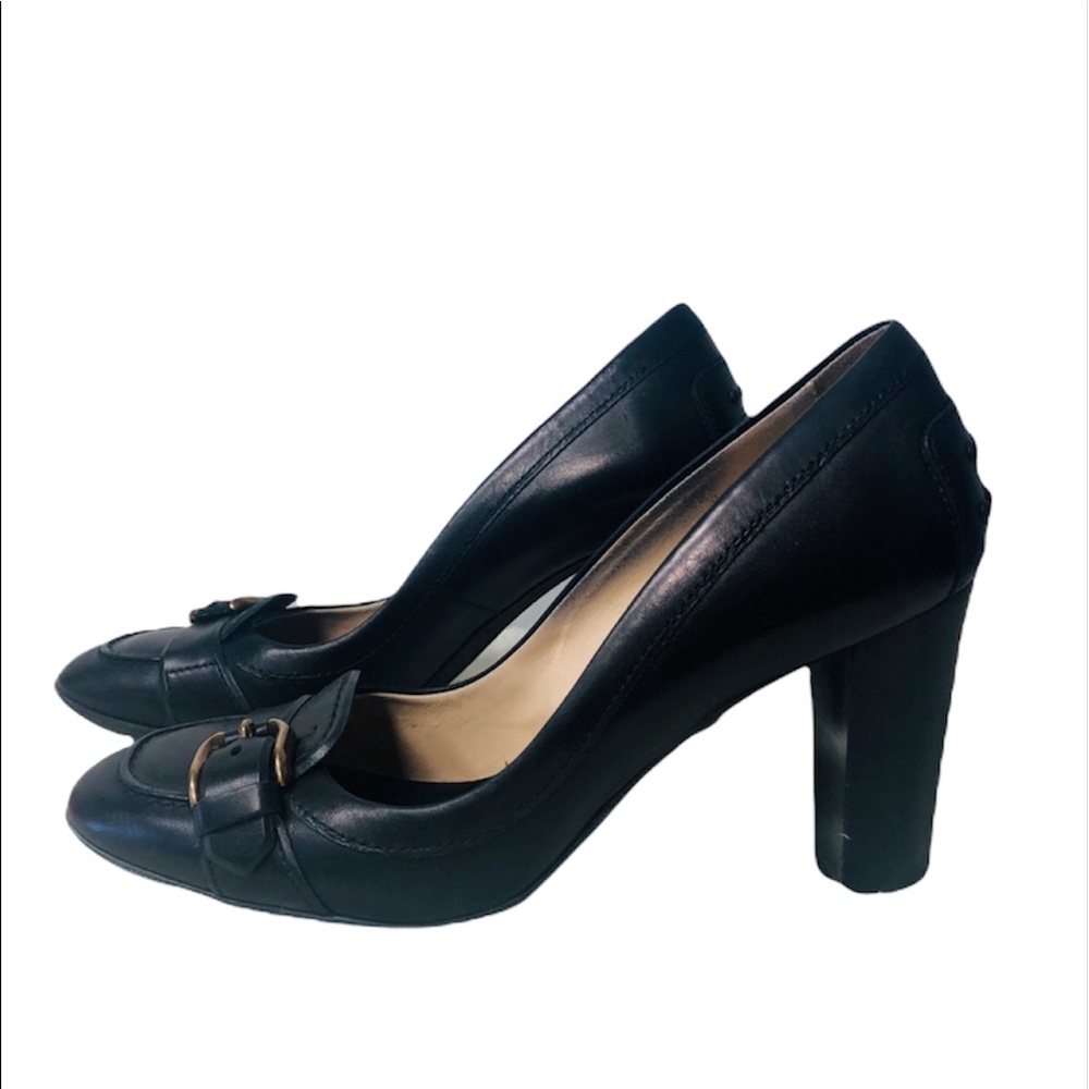 Tods Black Leather Jodie Fibbia Selleria Heels